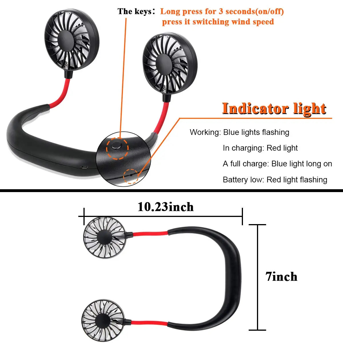 Hand Free Personal Fan Wearable Sports Fan