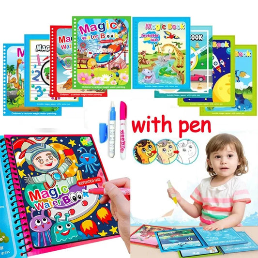 Magic Water Book (Reusable) + 1 Magic Water Pen ( Set of 3 )
