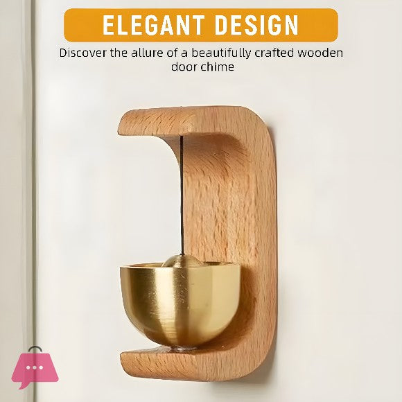 Elegant Wooden Doorbell Chime with Brass Bell for Home Office Decor