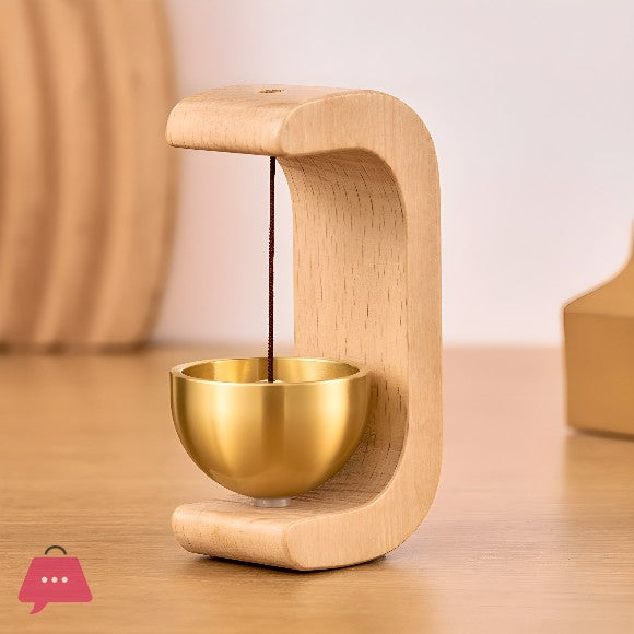 Elegant Wooden Doorbell Chime with Brass Bell for Home Office Decor