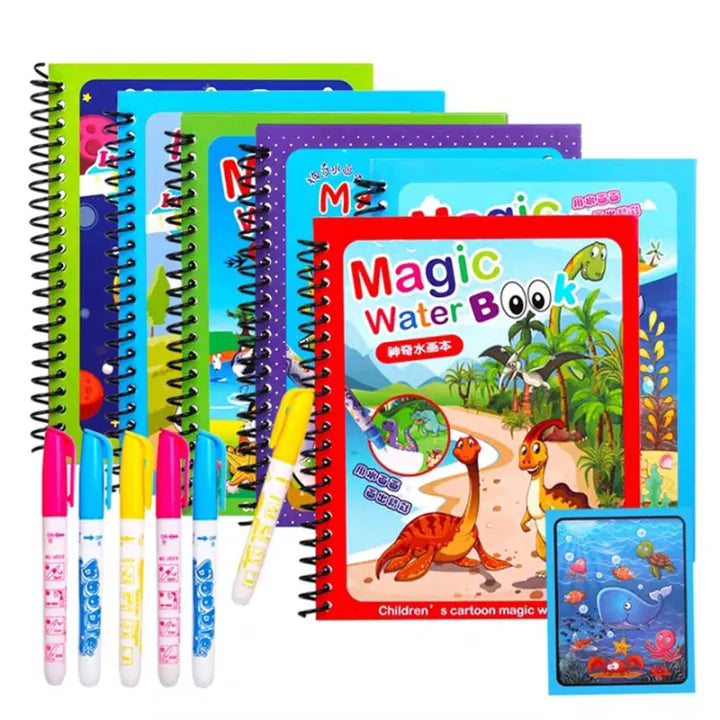 Magic Water Book (Reusable) + 1 Magic Water Pen ( Set of 3 )
