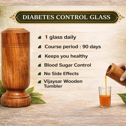 Vijaysar Diabetes Care Glass | Wooden Glass | Health Drink Tumbler Wooden Water Glass (250 ml, Wood, Brown)