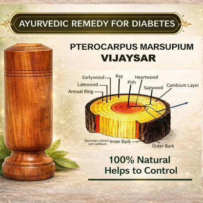 Vijaysar Diabetes Care Glass | Wooden Glass | Health Drink Tumbler Wooden Water Glass (250 ml, Wood, Brown)
