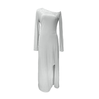 Long Sleeve Drop Shoulder Velour Dress