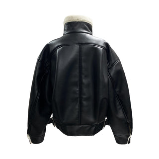 Vegan leather shearling jacket